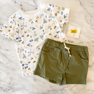 Starting Out Baby Boys Travel T-Shirt & Green Shorts